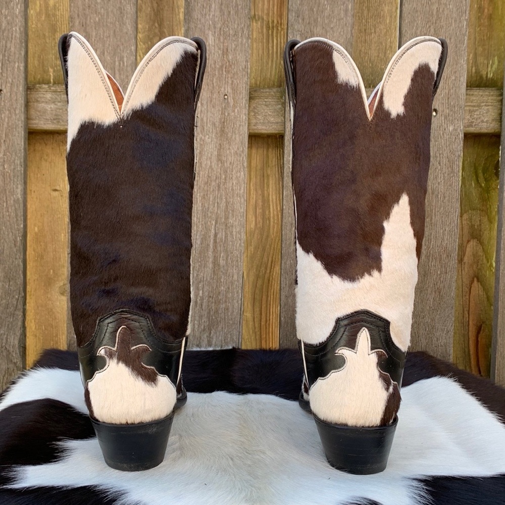 LUCCHESE Rare Cowhide Pony Calf Hair On Hide Cowgirl Cowboy Western Boots, 7 - Picture 5 of 12